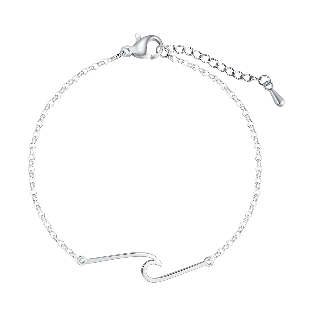 Женский браслет с волной Cxwind Простой из нержавеющей стали золотыми подвесками