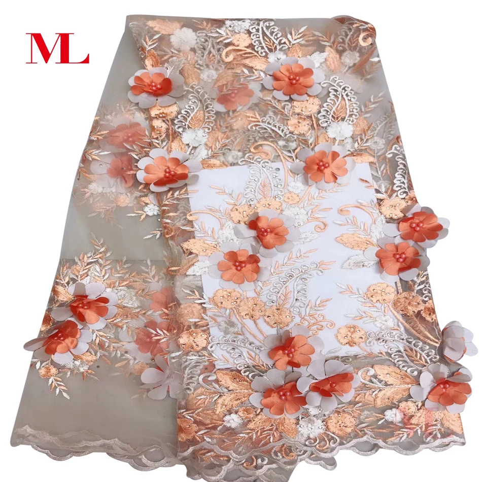 ML 5 ярдов наилучшего качества Африканский кружевной ткани швейцарская вуаль