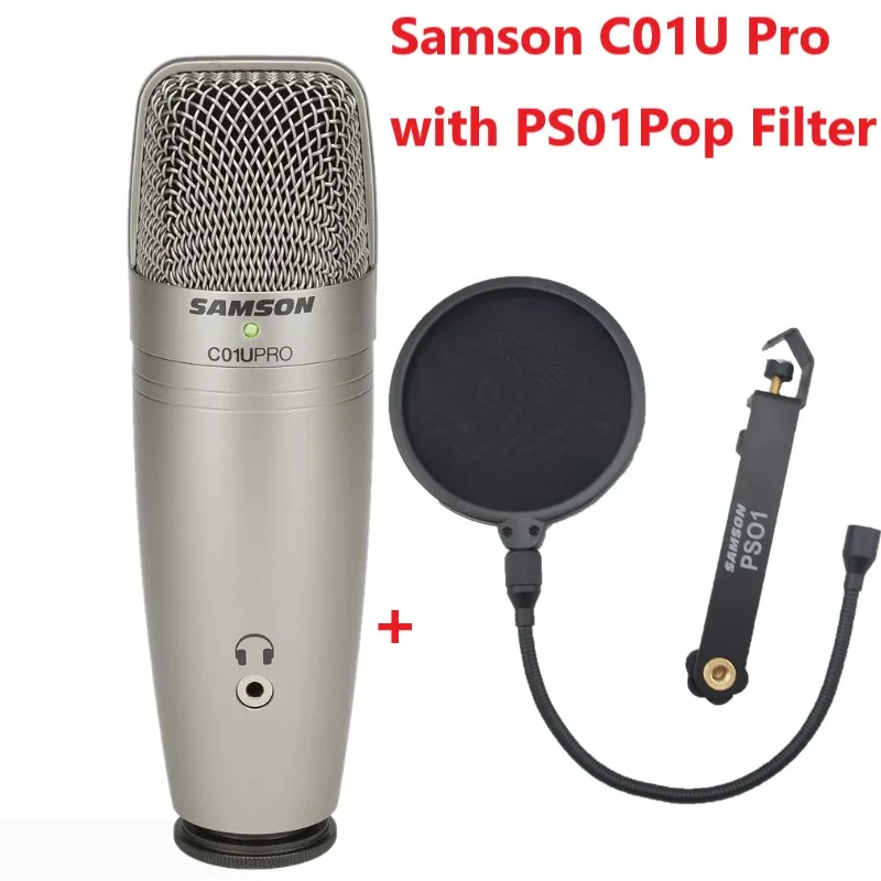 c01u pro and ps01 Samson C01U Pro USB конденсаторный микрофон с металлической Mic Поп фильтр PS01 professional для студии запись - Цвет: c01u pro and ps01
