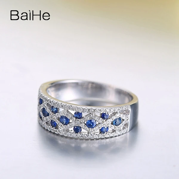 BAIHE, 18 К, белое золото, 0.17CT, сертифицировано, натуральные сапфиры, обручальное, женское, мужское кольцо, хорошее ювелирное изделие, свадебное, модное, подарочное кольцо
