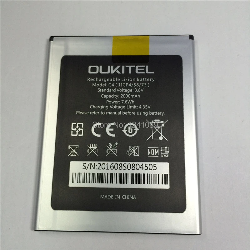 100% Оригинальный аккумулятор OUKITEL C4 2000 мАч высокая емкость долгое время работы в