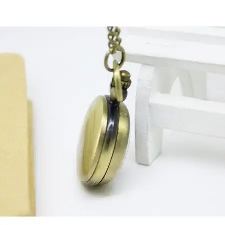 Античная бронза полый Стрекоза Эмаль кварцевые карманные часы ожерелье кулон