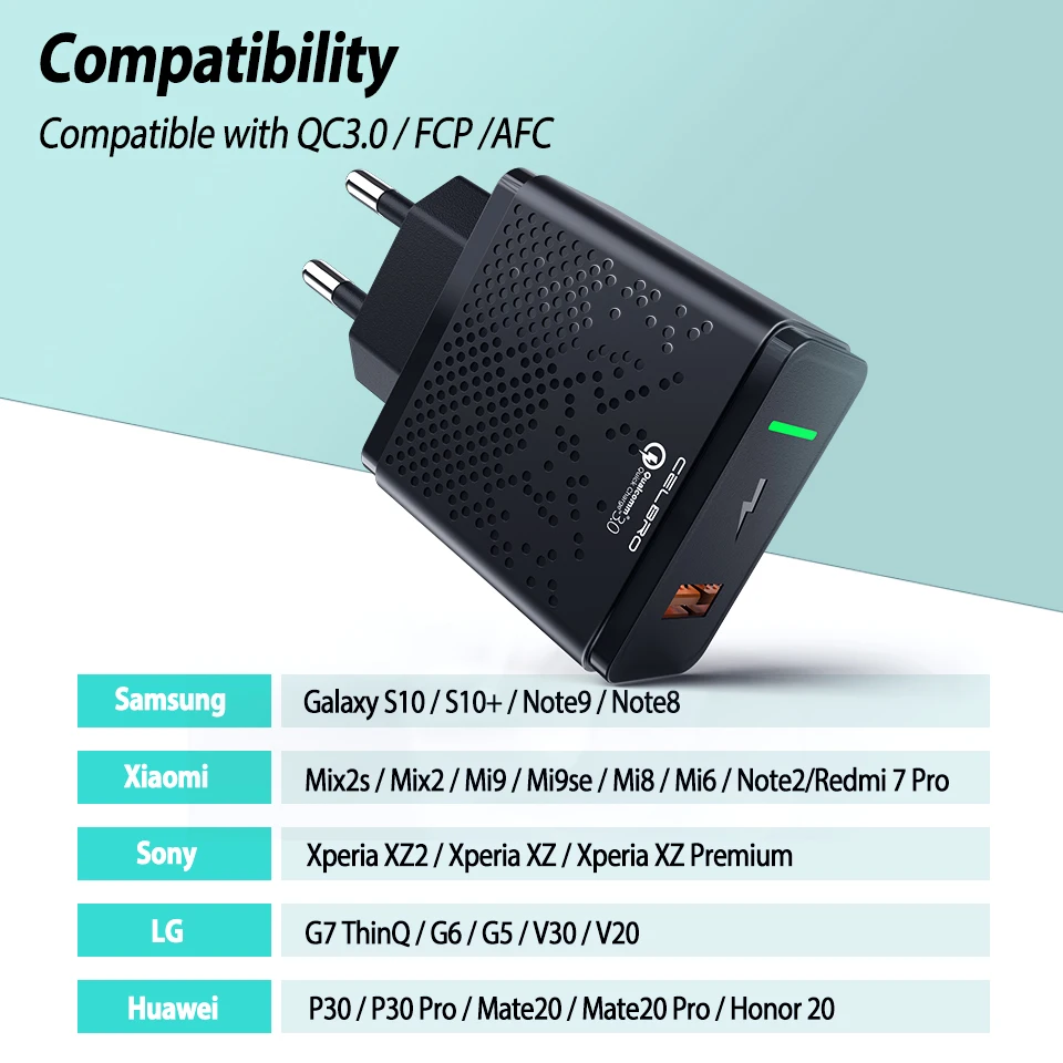 18 Вт Быстрая быстрая зарядка QC 3 0 Usb настенное зарядное устройство для мобильных