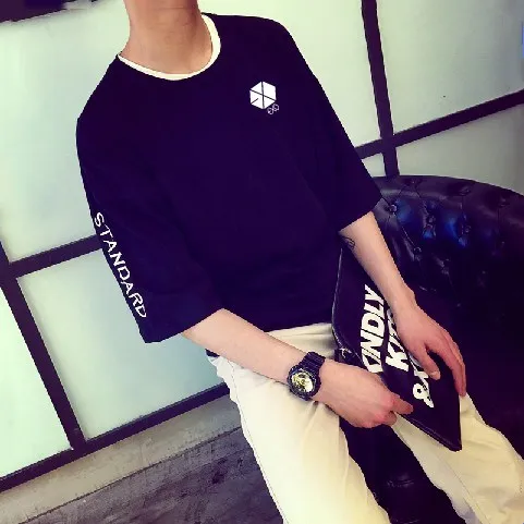 Свободная Повседневная футболка EXO для мужчин и женщин Популярная Корейская