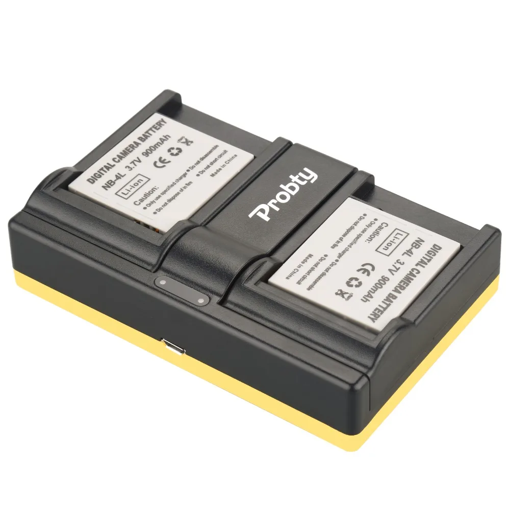 Probty 2 шт. NB-4L NB 4L Камера Батарея + USB Dual Зарядное устройство для Canon IXUS 50 55 60 65 80 75 100 I20