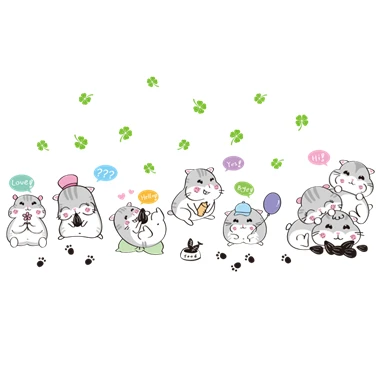 [Shijuekongjian] Мультяшные хомяки наклейки на стену виниловые DIY Наклейка на стену с изображением животных наклейки для дома Детская Спальня украшение детской комнаты - Цвет: Multi