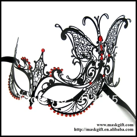 Бесплатная доставка черная блестящая Венецианская металлическая Маскарадная