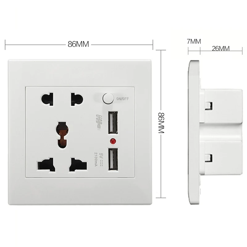SHIERAK 2.1A 5 в двойной usb порт универсальная стандартная розетка домашнее настенное электрическое зарядное устройство двойная розетка розетки для зарядки