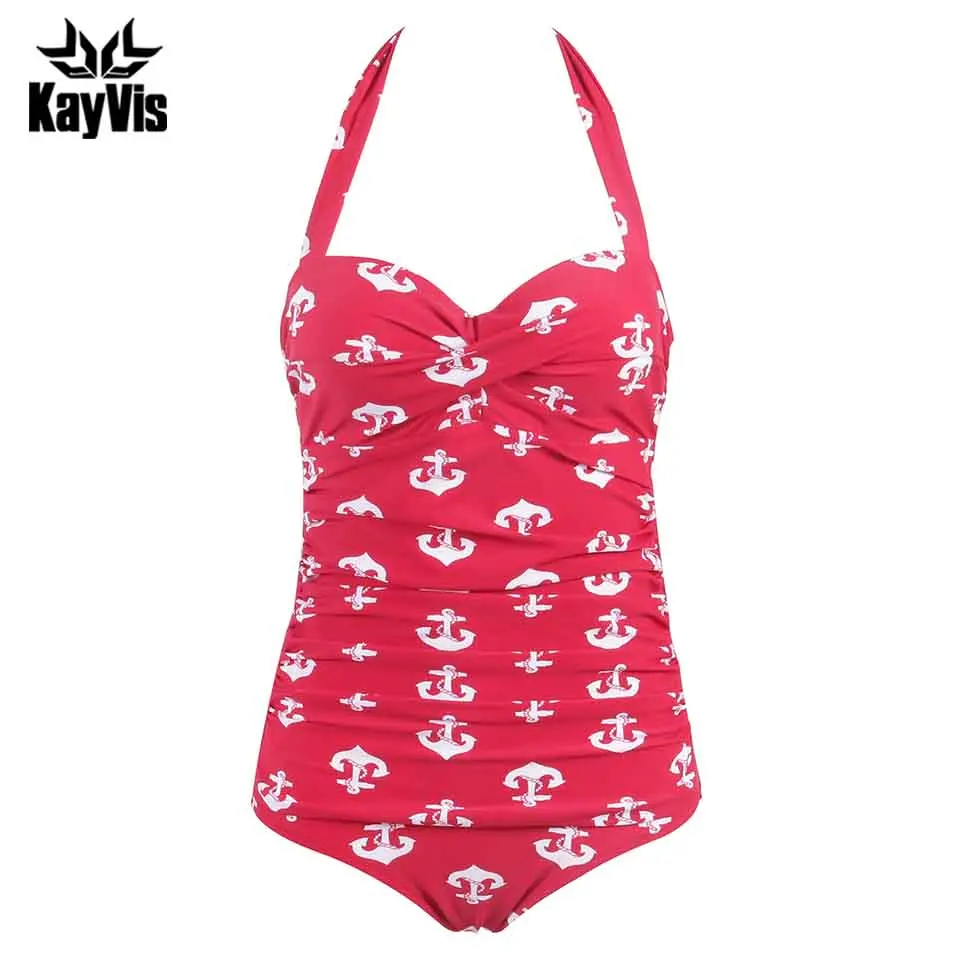 Женский купальник с принтом KayVis винтажный купальный костюм в стиле ретро большие