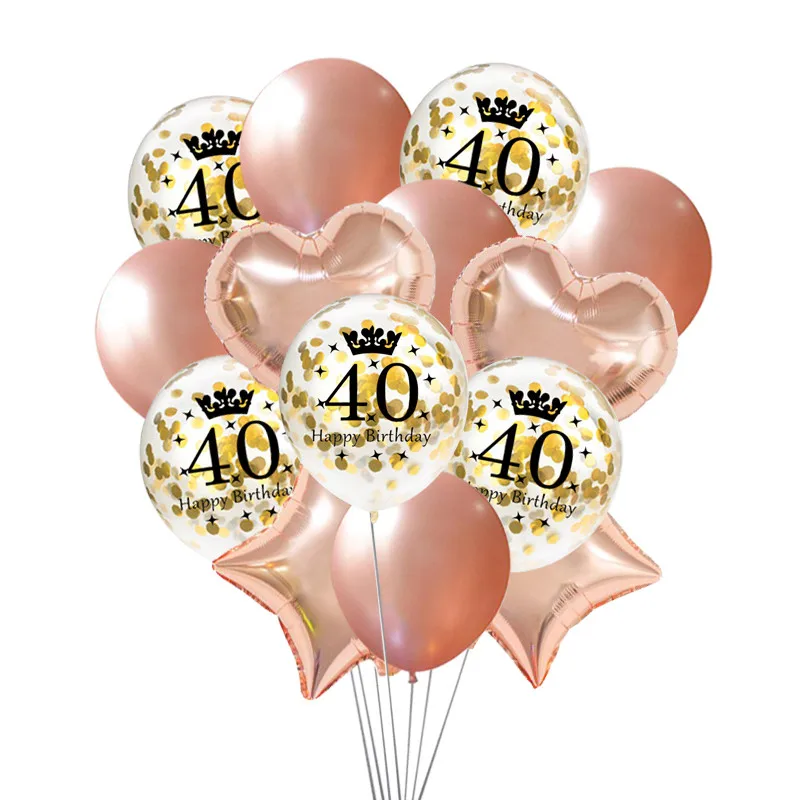 

Chicinlife 14Pcs 30th/40th/50th adult Anniversary confetti balloon Happy Birthday party star heart balloon Decoration supplies