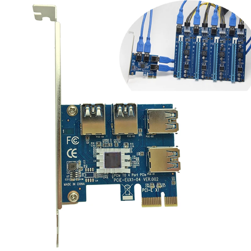4 слота PCI E 1 Express 16X слот Внешняя Райзер карта адаптер плата PCIE множитель карты для