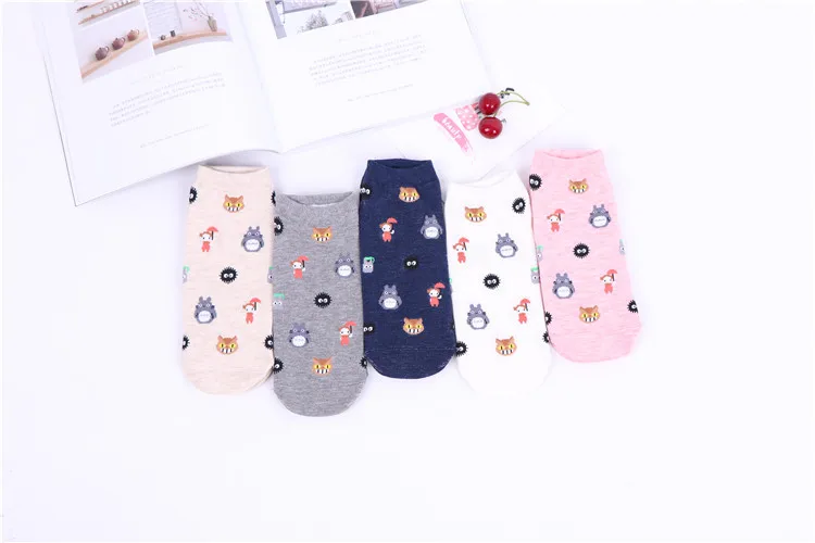 Летние женские носки из хлопка с рисунком Тоторо Kawaii Cat Umbrella Chinchillas Little Totoro, забавные носки для девочек на каждый день, новинка