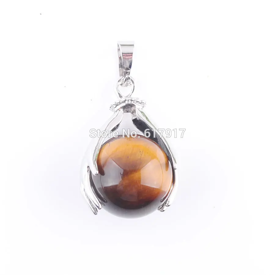 Tigers Eye TN3149 RONGZUAN натуральный Лазурит аметисты Роза кварца круглый шар камень шарик обе подвески в форме рук Рейки Чакра Ювелирные изделия 1 шт. TBN312 - Окраска металла: Tigers Eye TN3149