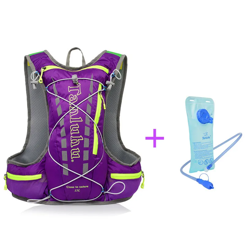 Purple 2L Waterbag Уличная спортивная сумка, рюкзак для кемпинга, жилет для бега, походная Сумка для бега, рюкзак для гидратации воды+ 2L водонепроницаемая сумка(опционально - Цвет: Purple 2L Waterbag