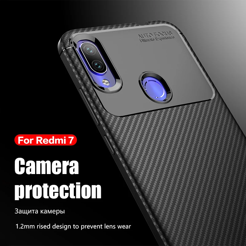 Phone Cases For Xiaomi Redmi 7 Case Carbon Fiber Soft Silicone Anti-Knock Protective Back Cover Redmi7 |
