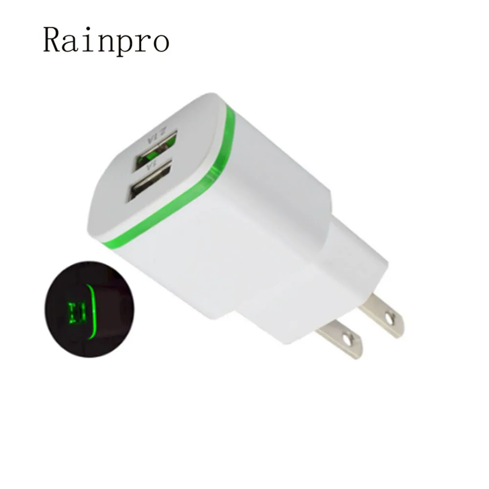 Rainpro 1 шт./лот штепсельная вилка США 2 порта Светодиодная лампа USB зарядное
