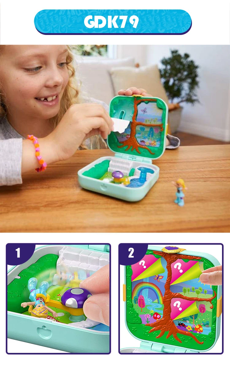 Polly Pocket Мини-кукла для девочек, 10 стилей, скрытая сцена в мире, девичий домик, куклы, оригинальные игрушки для детей, Русалочка, детская игрушка, реборн