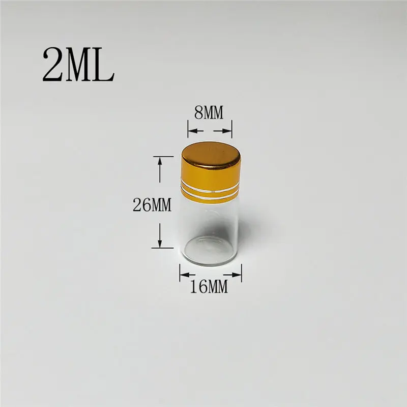 2ml 2 мл 4 мл 6 мл прозрачные маленькие стеклянные бутылки с винтовой крышкой Мини Маленькие Флаконы Контейнеры милые пожелания бутылка металлическая крышка 50 шт - Цвет: 2ml