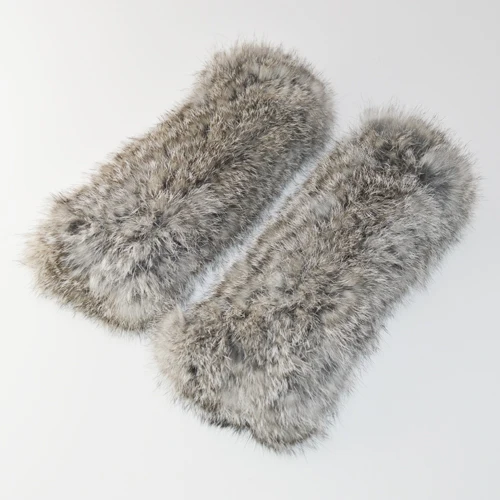 natural gray Новинка Хорошие эластичные Для женщин из натурального меха кролика Рекс, перчатки, варежки без пальцев модные зимние утепленные сапоги с мехом кролика меховые варежки - Цвет: natural gray