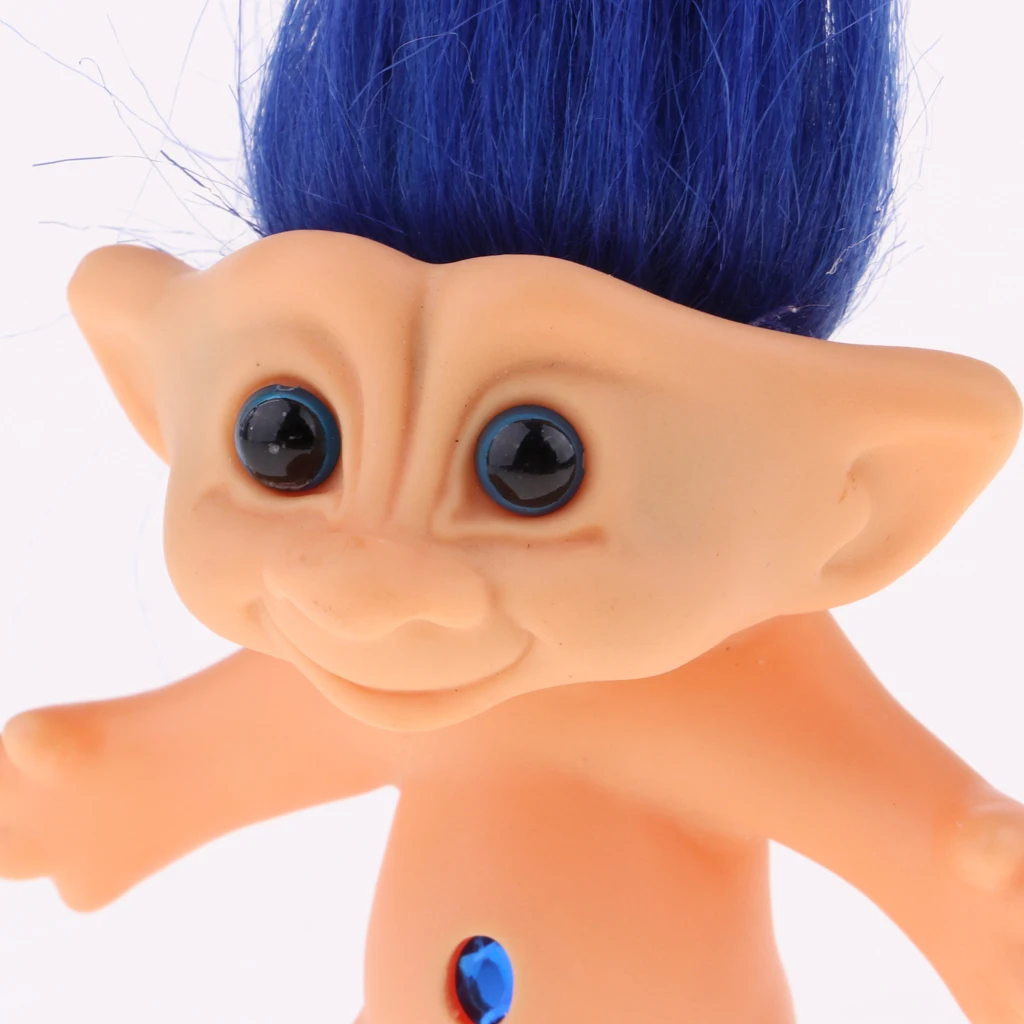 Голубой цвет 10 см Lucky Troll Кукла Мини Фигурки Игрушка для торта топперы кукольный домик Декор Детский подарок на день рождения
