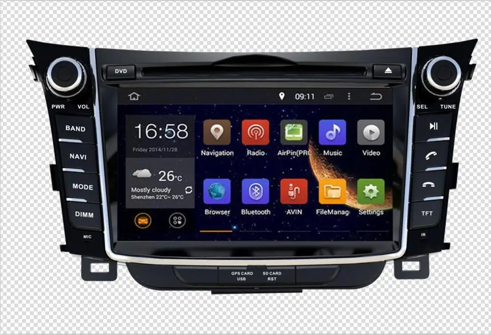 Автомобильный DVD плеер Android10 GPS навигация головное устройство для Hyundai I30 Elantra GT 2012 +