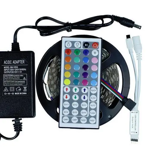 

5050 RGB led strip set 5m 300leds waterproof 12V + 44keys remote control+ 12V 5A power supply with EU/AU/UK/US Plug