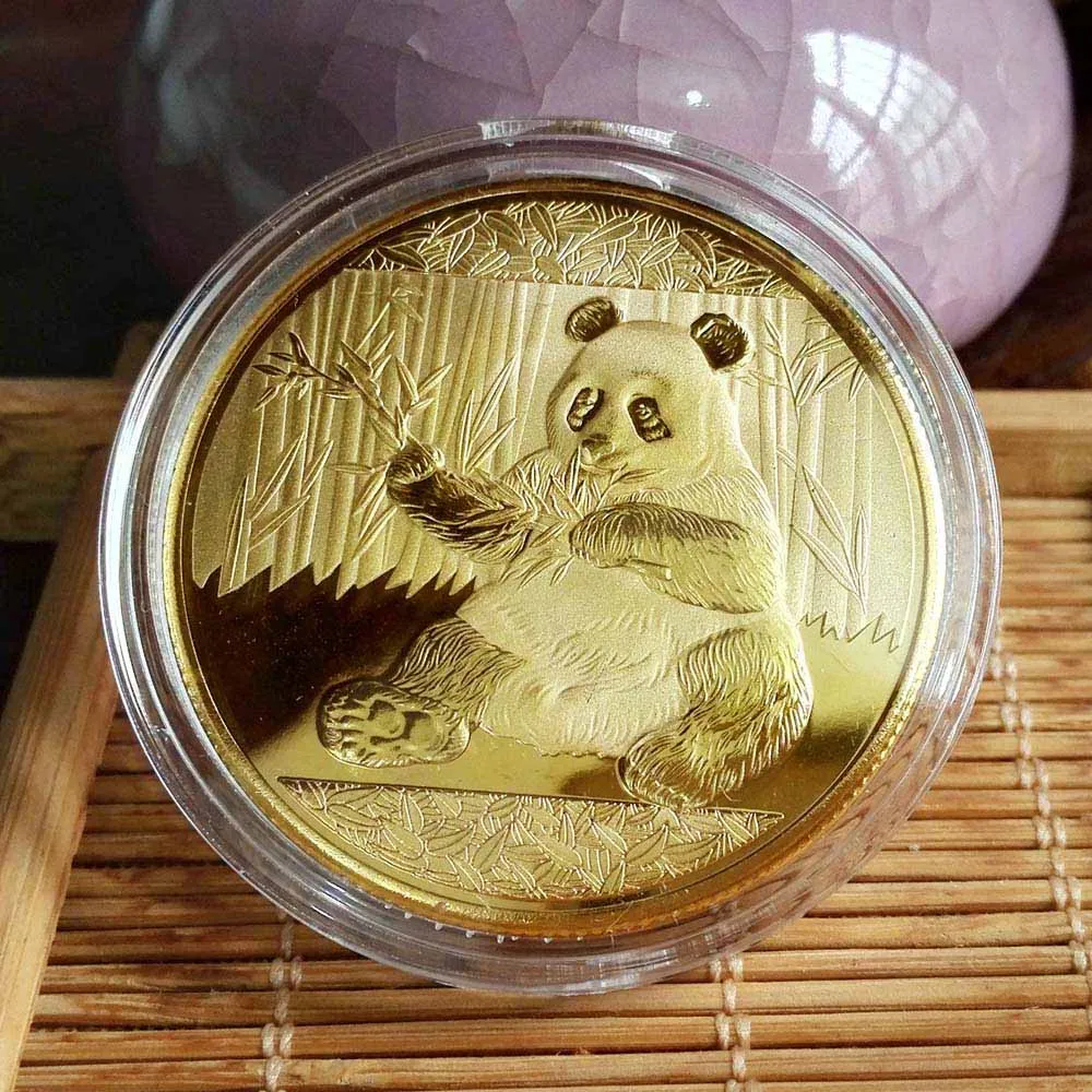 Gold has shell Монеты большая панда Baobao Китай памятная Коллекционная искусство подарок черный и белый медведь милый золотой серебряный цвет - Цвет: Gold has shell