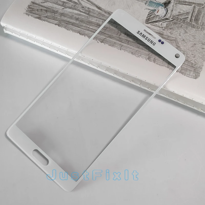 Белый Сменный Внешний стеклянный объектив для samsung Galaxy Note 4 N910 N910C N910F N910A lcd сенсорный экран передняя стеклянная внешняя панель клей - Цвет: Белый