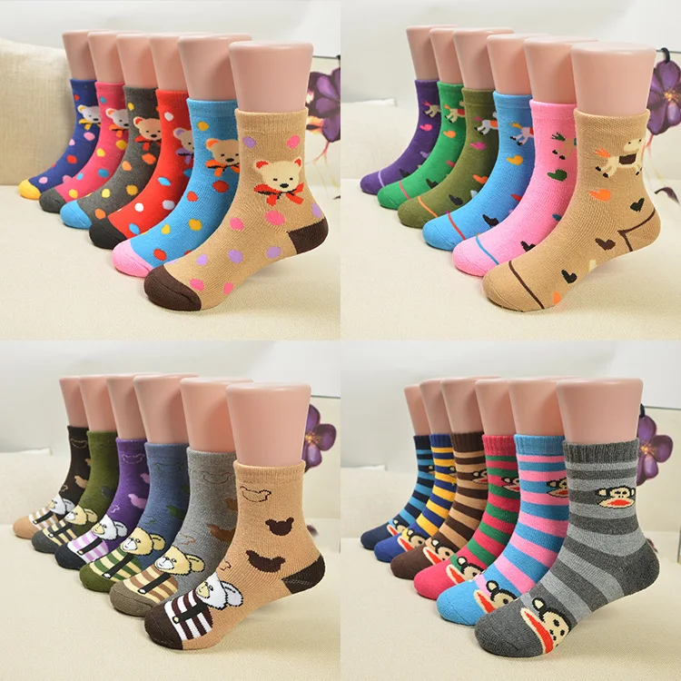 Зима Милый Мультфильм Детские Носки Медведь Детей Толстые Махровые