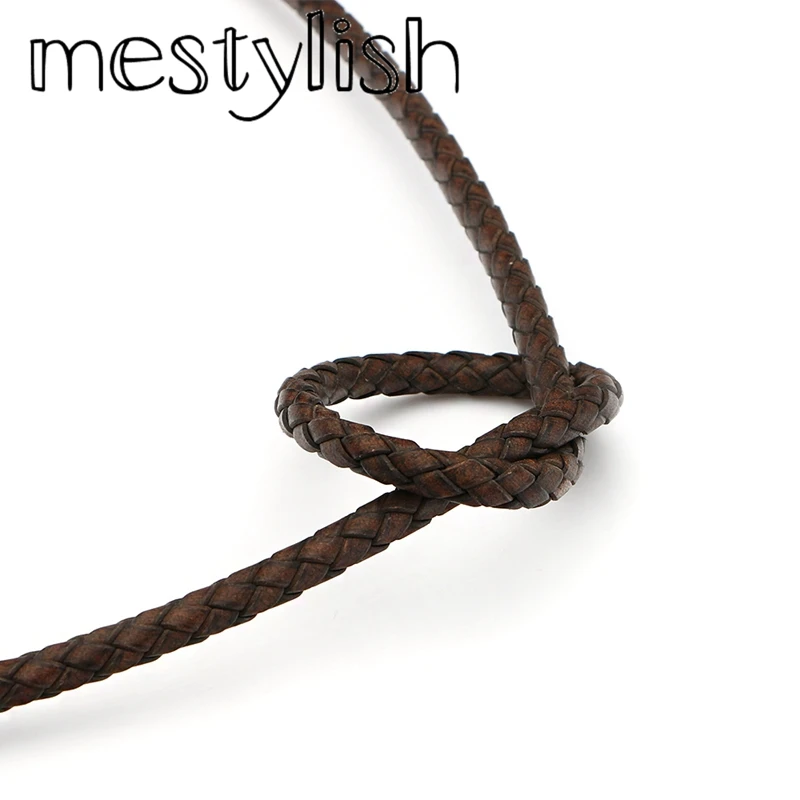 Mestylish 6 мм из натуральной кожи в стиле ретро шнур Круглый Веревка Fit Кожаные браслеты и DIY ювелирные изделия ручной работы, аксессуары
