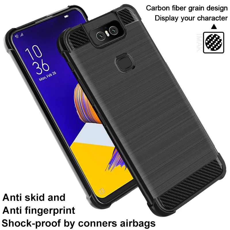 Чехол Imak из углеродного волокна для Asus Zenfone 6 ZS630KL Мягкая силиконовая задняя