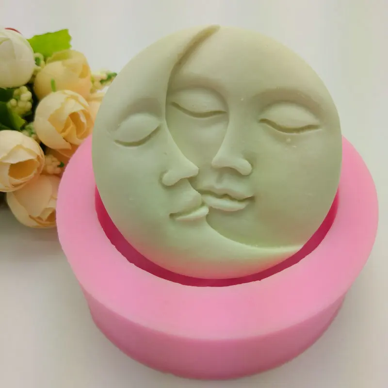 Moon Face Mold Silicone Handmade Soap Molds Candle Polymer Clay Mould Cake Chocolate Fondant Baking Tool Pudding Ice Moulds | Дом и сад