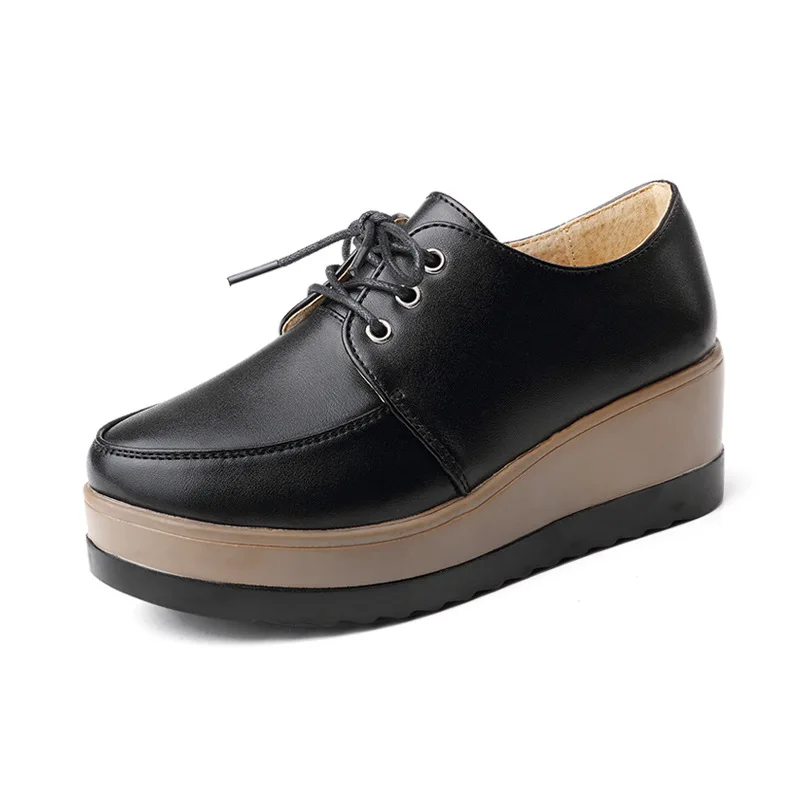 Krasovki Small Leather Shoes Spring Autumn Belt Thick Bottom Dropshipping Fashion Muffin Casual Women Singles | Обувь