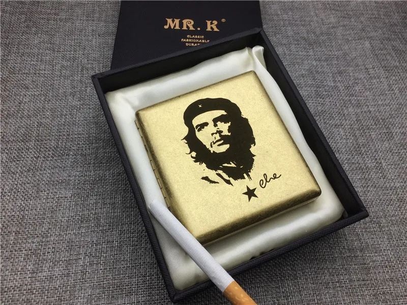 MR. K HQ102 латунный чехол для сигарет Винтажный стиль Che Guevara металлическая коробка для сигарет Лазерная резная коробка для курения
