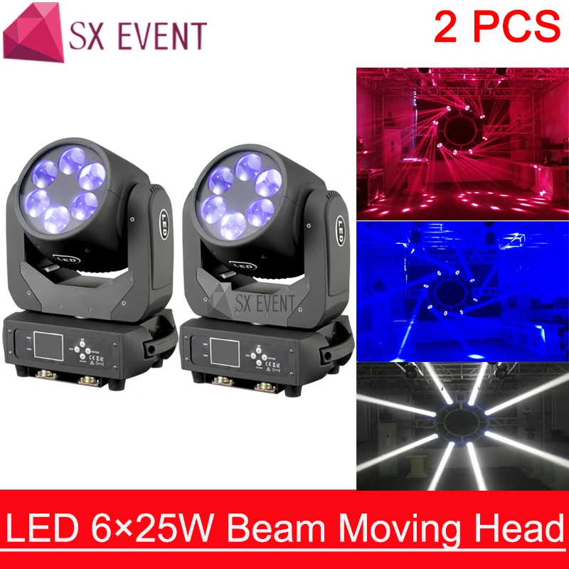 Светодиодный 6x25W Луч Moving головной светильник 6x25 Вт светодиодный Ultimate вращение