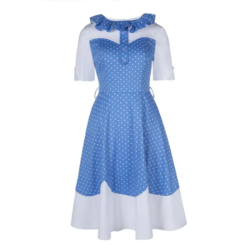 Винтажное летнее платье 2019 женское ТРАПЕЦИЕВИДНОЕ шикарное в горошек милое
