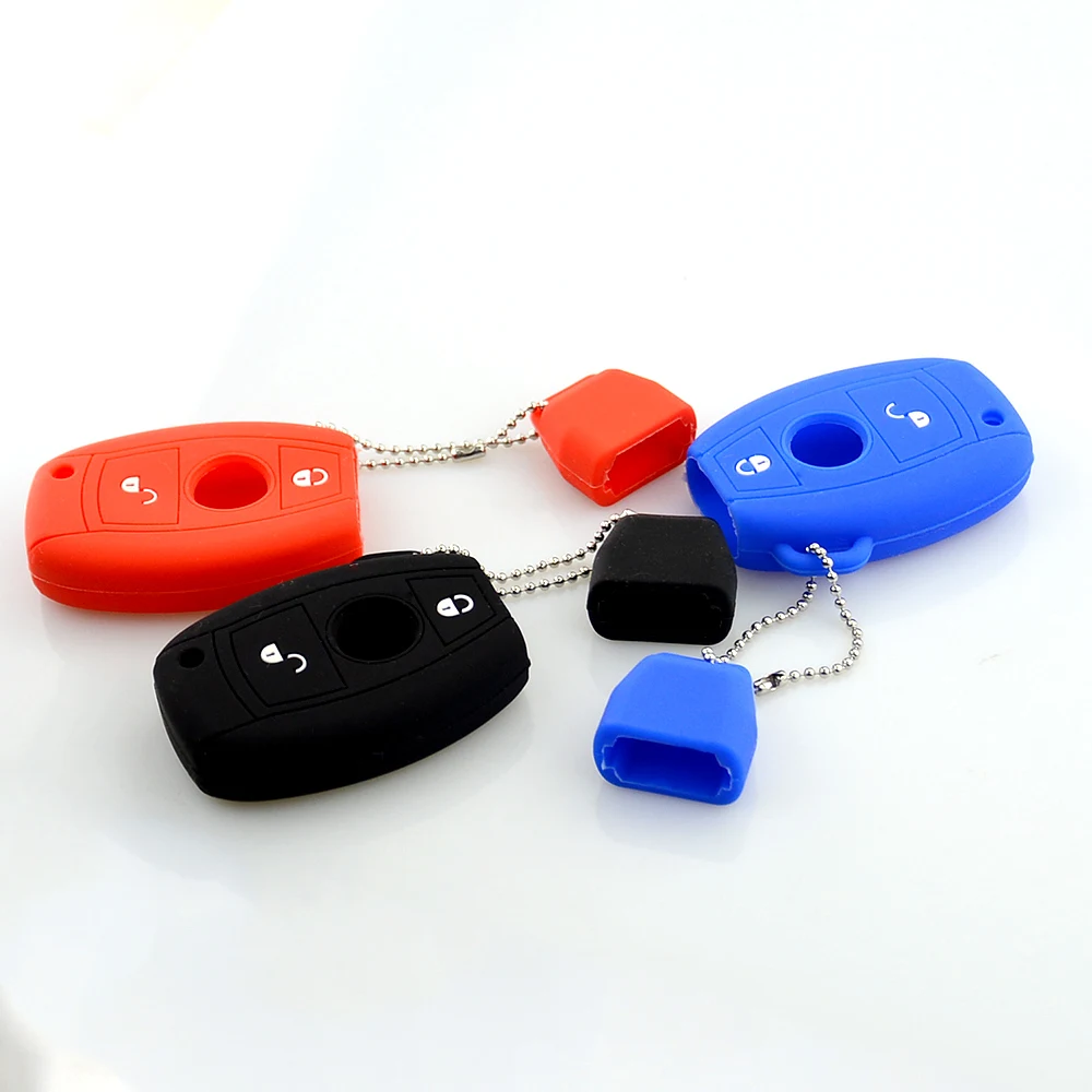 

OkeyTech 2 Buttons Silicone Car Key Cover Case Shell for Mercedes s e a For Benz W203 W204 W211 W210 CLK C180 E200 auto key fob