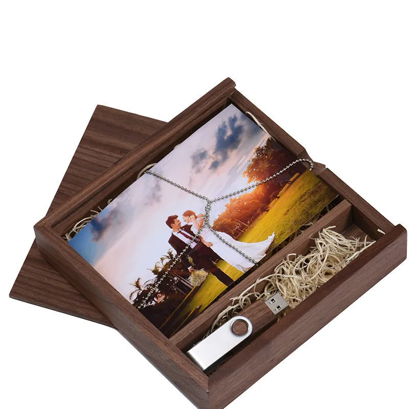 Walnut wood JASTER 1 шт. бесплатный логотип орех фото уникальный Альбом деревянные usb+ коробка Memory stick Pendrive 8 Гб фотография, свадебная студия 170*170*35 мм - Цвет: Walnut wood