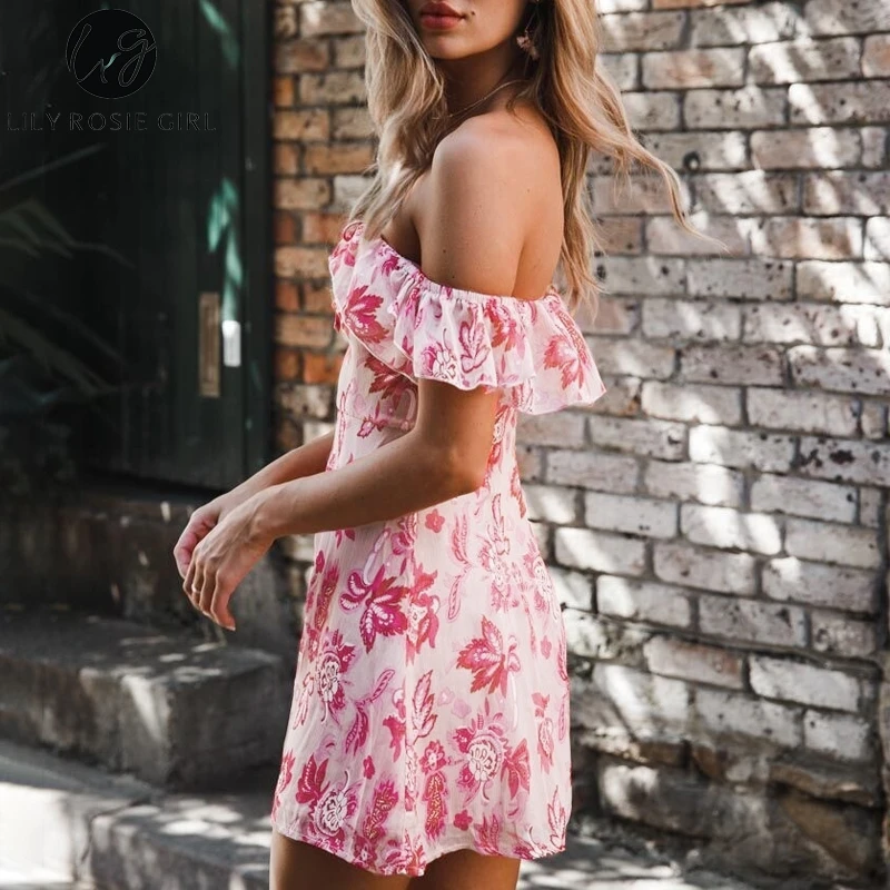 Lily Rosie/летнее пляжное платье без бретелек для девочек женское короткое с рюшами и