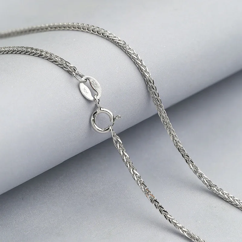 S925 Sweater chain Necklace 0.8mm 40CM/45CM length Solid 925 Sterling Silver Chain Necklace White Gold Color