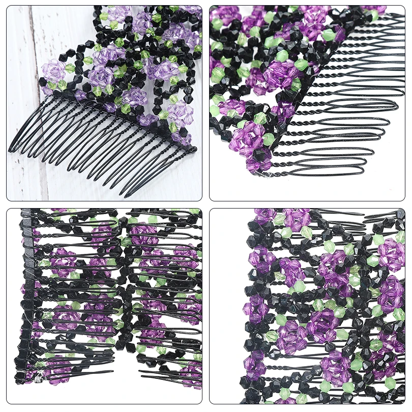 Женский гребешок для волос AWAYTR винтажный металлический с цветочной бусиной