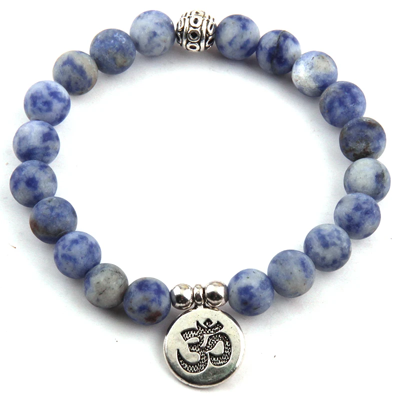 Бесплатная доставка модный красивый браслет Mala OM из натурального камня 8 мм|om