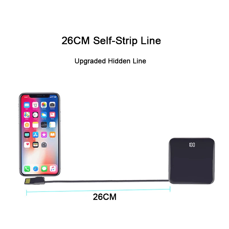 Внешний мини аккумулятор на 8000 мАч с зеркальным экраном быстрая зарядка А