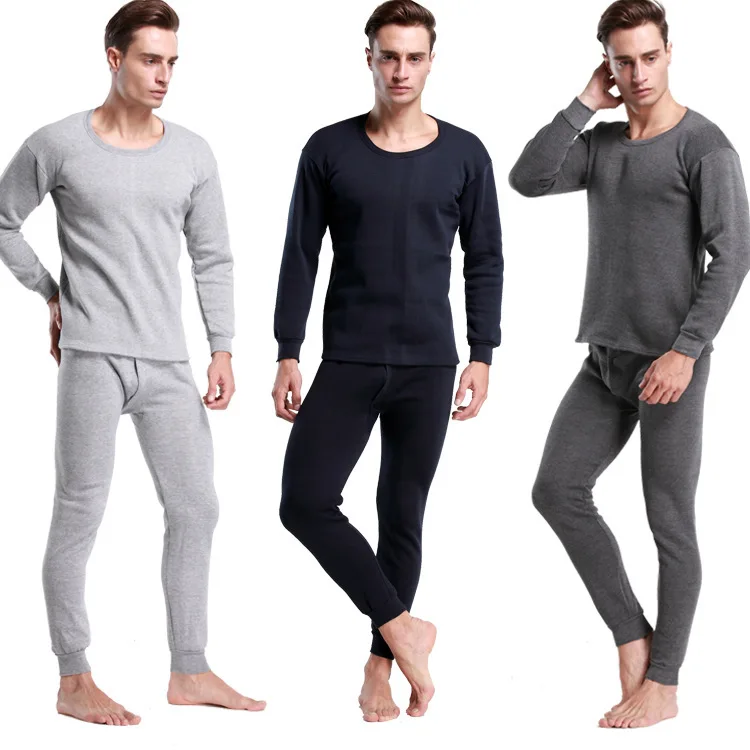 2016 мужская О-Образным Вырезом Хлопок Зимы Кашемира Термобелье Мужчин Тепловой