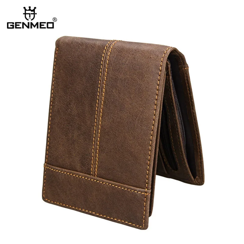 Genmeo новое RFID Блокировка натуральная кожа кошелек Мужская из бычьей кожи клатч