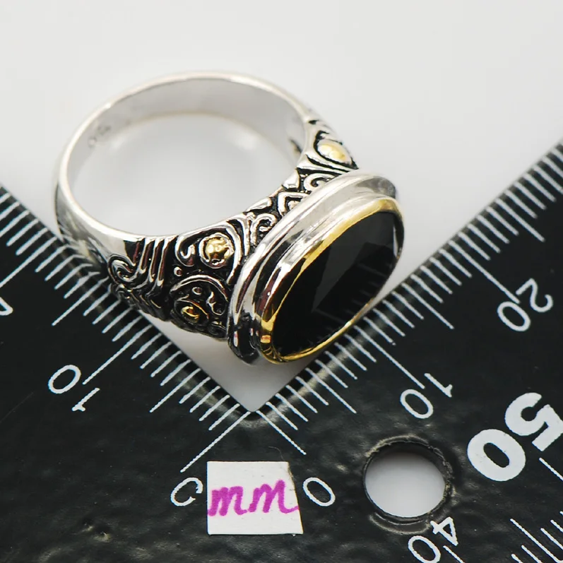 Женское серебряное кольцо с черным ониксом модель F928 размер 6 7 8 9 10|ring inflatable|ring