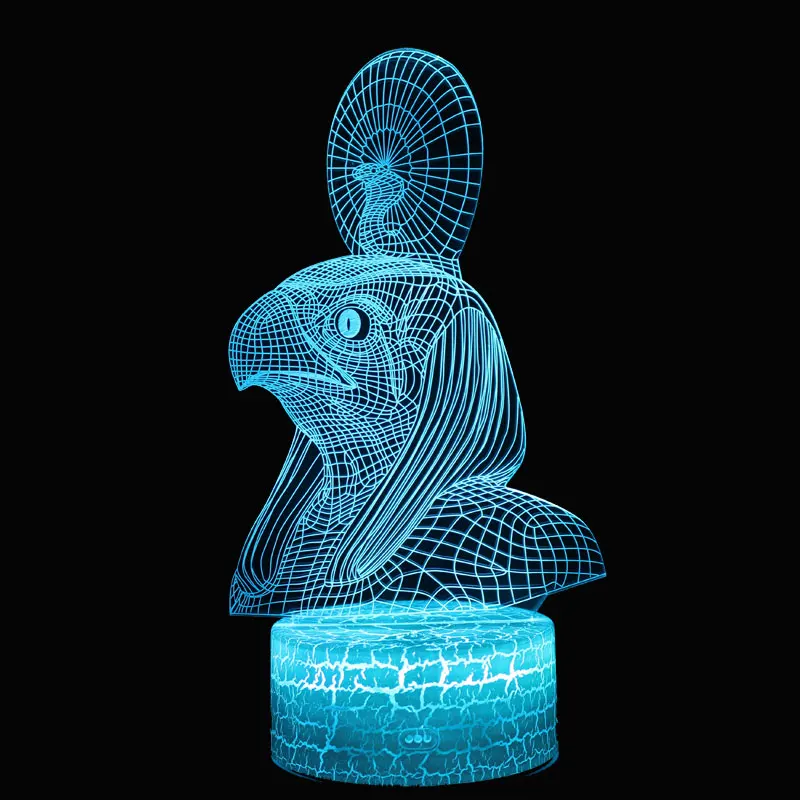 Голова Орла Фараона тема 3D лампа светодиодный ночник 7 цветов Изменение сенсорного настроения лампа Рождественский подарок Прямая