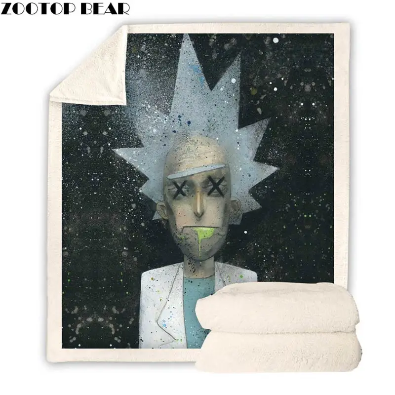 Crazy Rick And Morty одеяло на искусственном меху для мальчиков и взрослых Аниме 3D принт флисовый плед мягкие офисные одеяла Прямая поставка - Цвет: BZKH1206