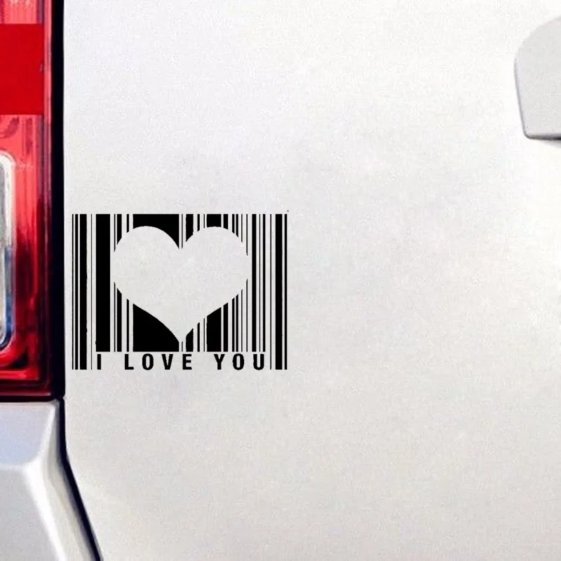 

QYPF 17.5CM*12.6CM Personality I Love You Heart Romantic Barcode For Car Sticker Decal Vinyl Car-styling C15-0641