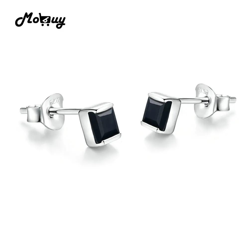 Женские серьги гвоздики из серебра 925 пробы с квадратным камнем|stud earrings|jewelry silver